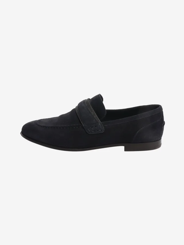Brunello Cucinelli Navy monili suede loafers - size EU 36 in Navy Suede from Sign of the Times