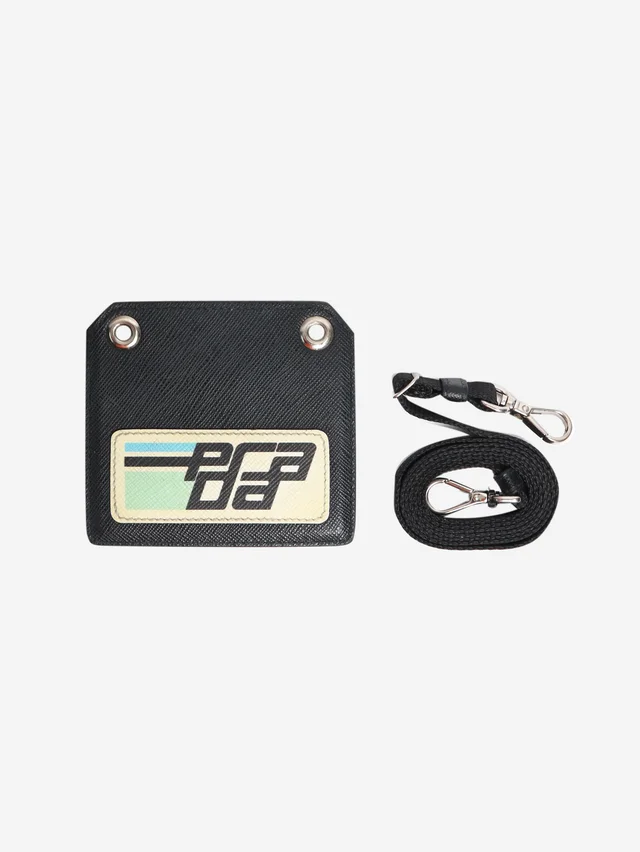 Prada Black ID and badge holder in Black Leather from Sign of the Times