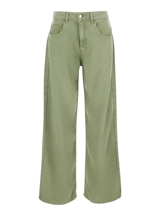 ICON DENIM Jeans 'BEAPT2036CAC' with five pockets and bleach finish in white denim for Women in Green, photo 2 of 6 from Gaudenzi Boutique