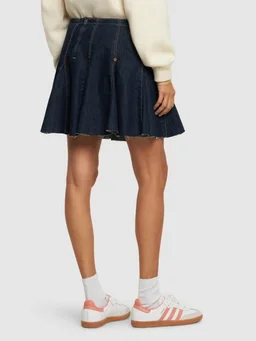 RE/DONE Circle Skirt with Pleats in 64% Cotton, 36% Lycra®, photo 3 of 5 from LUISAVIAROMA