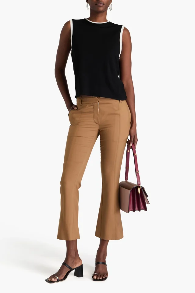 Marni Wool-Crepe Kick-Flare Pants in Light brown, photo 2 of 4 from THE OUTNET