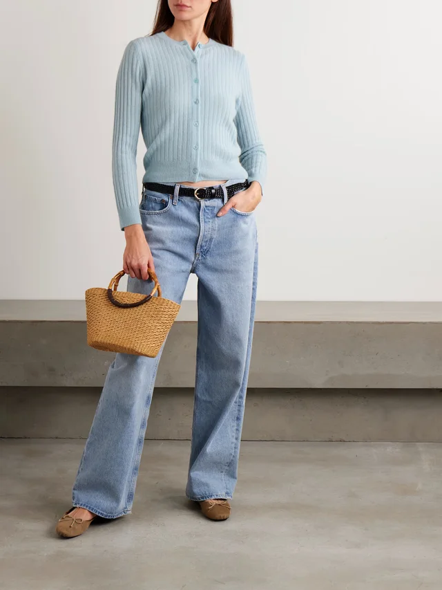 DÔEN Danaë ribbed cashmere cardigan in Blue, photo 2 of 2 from NET-A-PORTER (Canada)