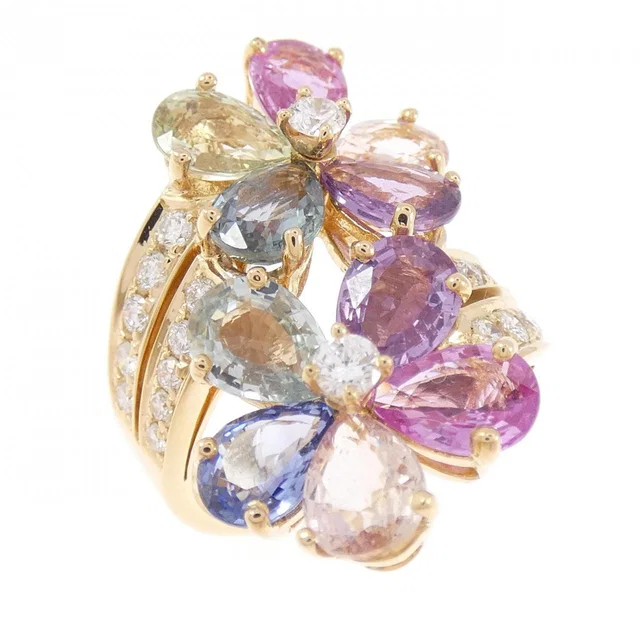 Bvlgari 750 Yellow Gold Sapphire Diamond Ring Size 10.5 in Yellow from LuxUness