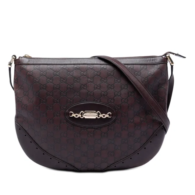 Brown Gucci Guccissima Punch Crossbody in Brown Leather from Designer Revival