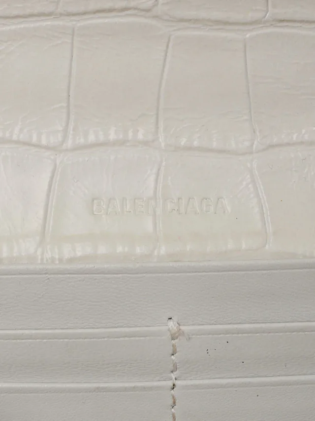 Balenciaga White Croc Embossed Calfskin Leather Gossip XS Chain Crossbody Bag in White Calfskin from Yoogis, photo 7 of 10