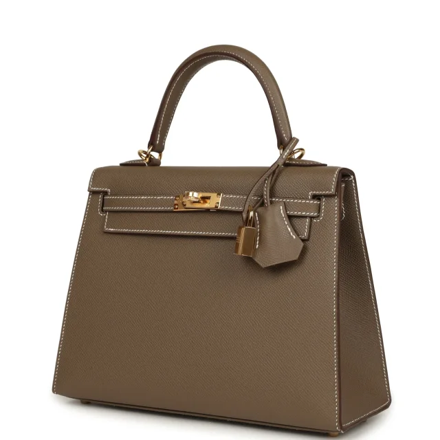 Hermès Kelly Sellier 25 Etoupe Epsom Gold Hardware in Brown Epsom from Madison Avenue Couture, photo 3 of 9