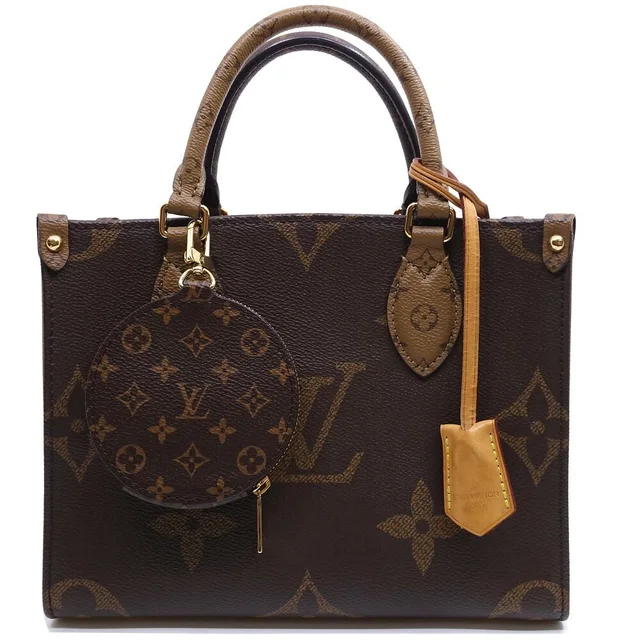 Louis Vuitton On The Go PM Handbag 2-Way Monogram Giant Reverse Gold in Gold Canvas from The Reluxe