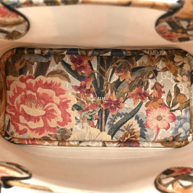 Gucci GG Supreme Monogram Water Flora Web Small Ophidia Tote Beige White Multicolor in White Coated canvas from FASHIONPHILE, photo 5 of 11