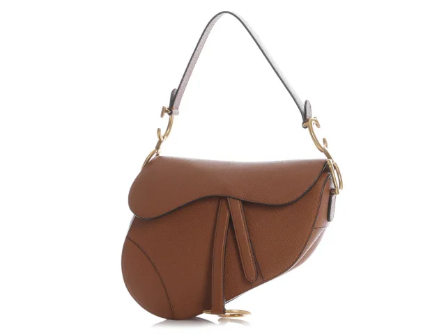 Dior Tan Grained Leather Saddle Bag with Strap in Brown Caviar leather from Ann's Fabulous Finds, photo 2 of 9