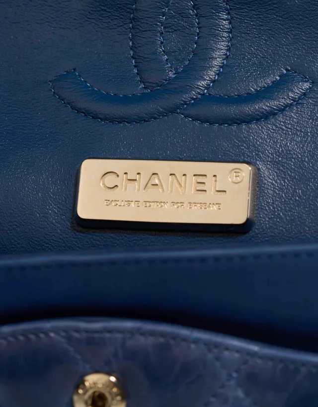 Chanel Timeless Camellia Medium Crinkled Calf Blue in Blue Calfskin from SACLÀB, photo 9 of 10