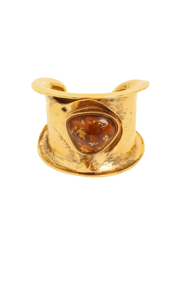 Saint Laurent 2025 S/ Amber Cabochon Cuff in Resin from Recess LA