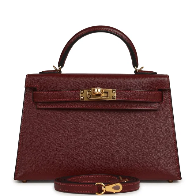 Hermès Kelly Sellier 20 Rouge H Madame Gold Hardware in Burgundy Lambskin from Madison Avenue Couture