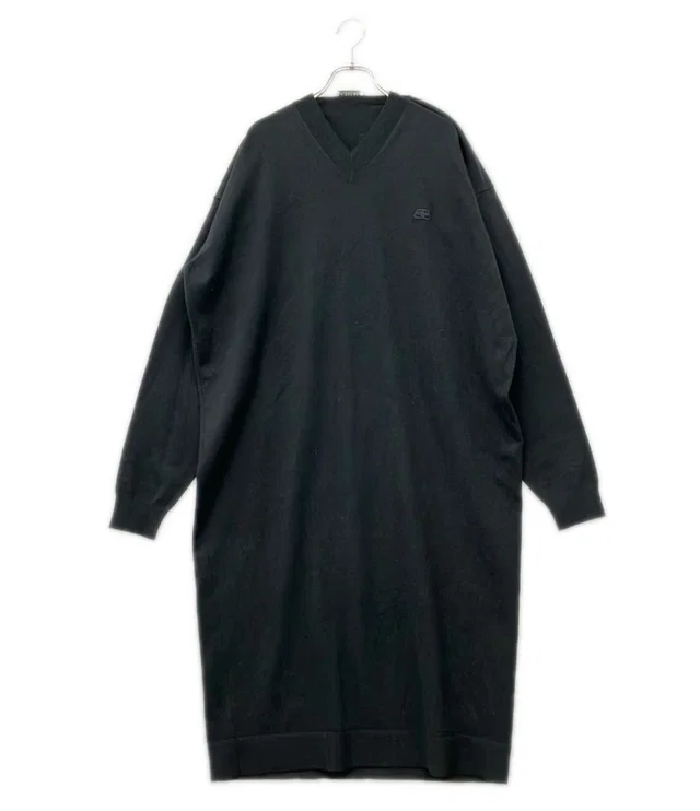 Balenciaga Long Sleeve V-neck Knit Dress from The Reluxe