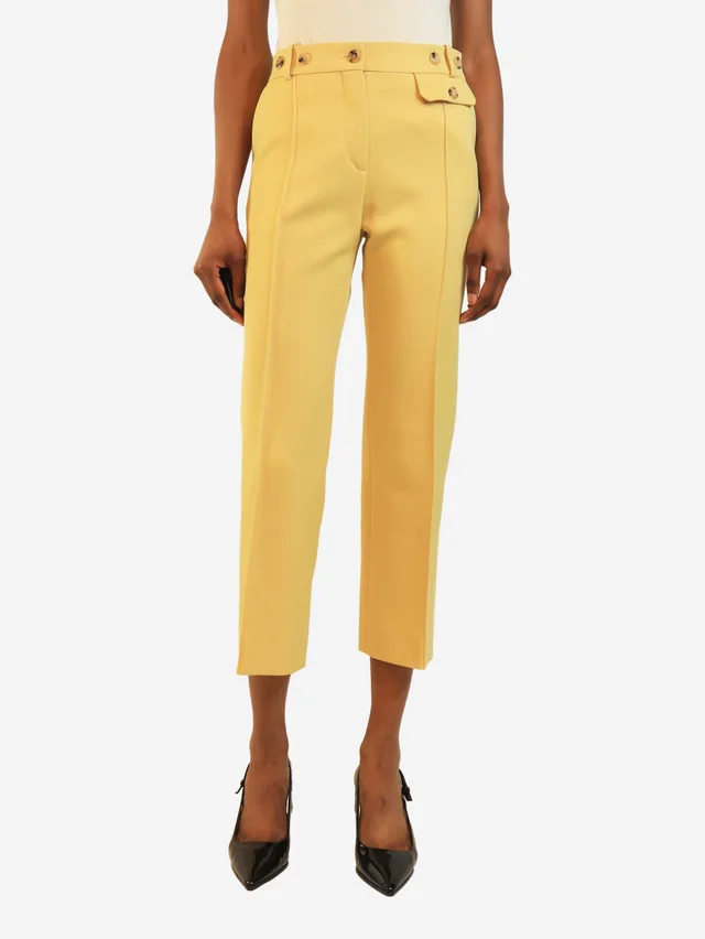 Celine Yellow wool trousers - size UK 6 in Yellow Wool from Sign of the Times