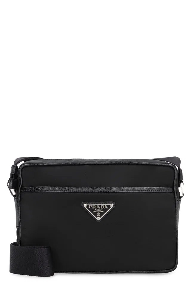 Prada Re-Nylon And Calf Leather Shoulder Bag — Black in Black Calfskin from HEWI