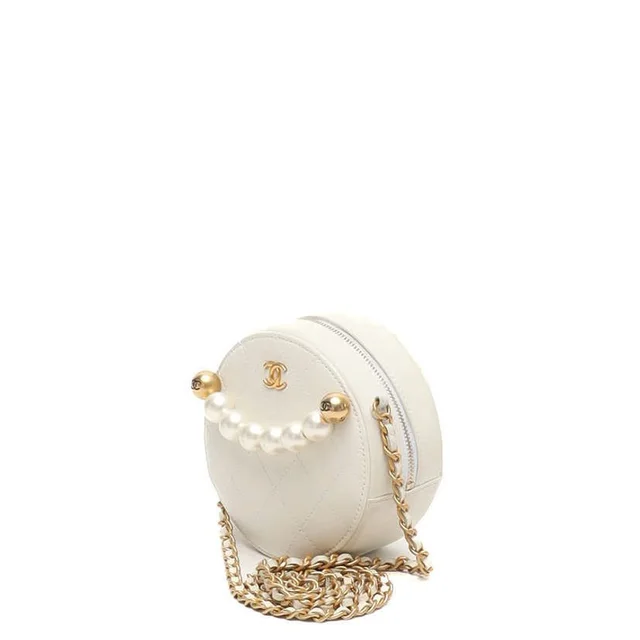 Chanel CC Pearl Round Clutch Bag in Leather from A Retro Tale, photo 2 of 9