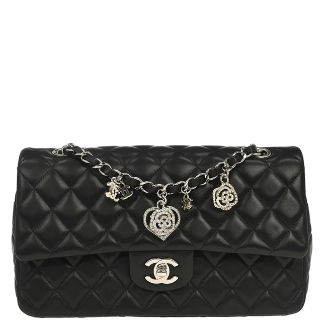 Chanel 2014 Black Lambskin Valentine Single Flap Shoulder Bag in Black Lambskin from AMORE Vintage Tokyo