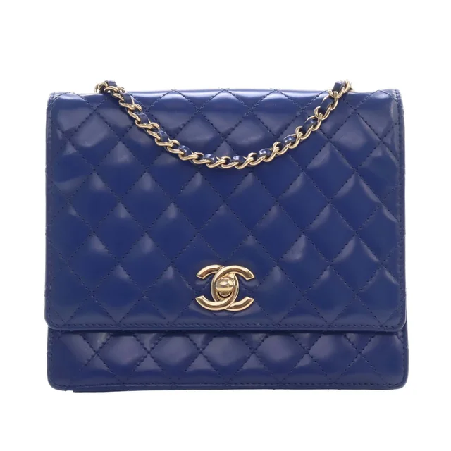 Blue Chanel CC Quilted Patent Square Flap Crossbody Bag in Blue Patent leather from Designer Revival, photo 1 of 1