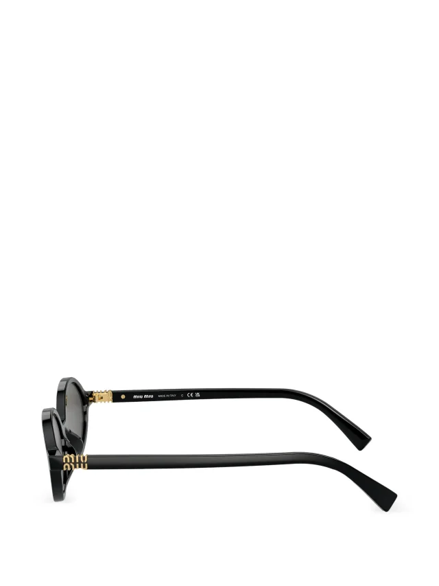 Miu Miu Eyewear logo-lettering sunglasses in Black, photo 3 of 5 from FARFETCH