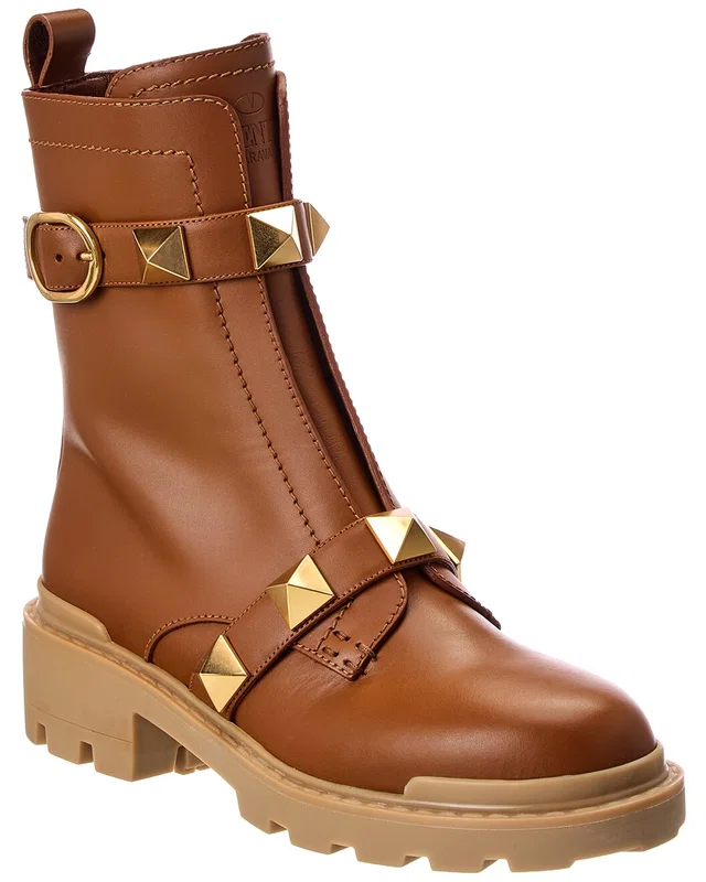 Valentino Roman Stud Leather Combat Boot, image 1 of 1 from Gilt