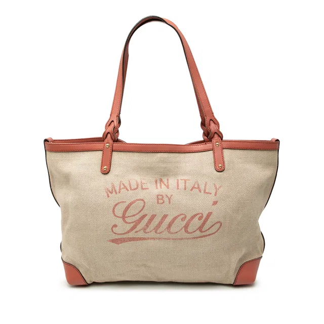 Beige Gucci Medium Canvas Craft Tote in Beige Canvas from Designer Revival