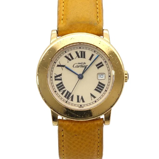 Cartier Must Ronde W1006822 Date Quartz cream Dial Ladies Watch in White Leather from Luxury Promise