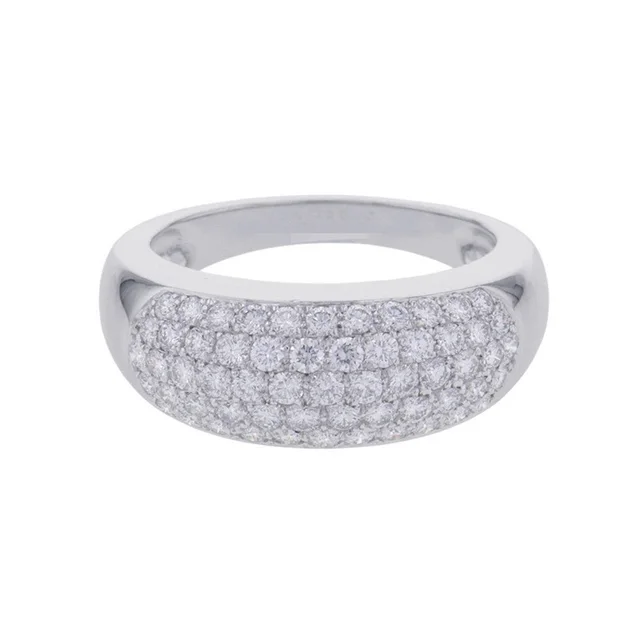 Van Cleef & Arpels Evolution Pave Diamond Ring Size 60/#20 18K White Gold in White from GALLERY RARE, photo 1 of 1