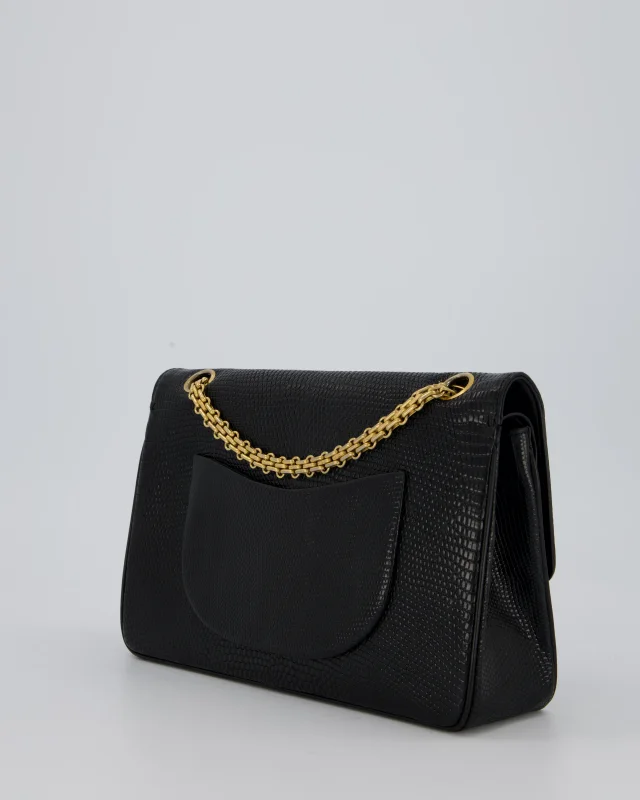 Chanel Vintage Medium Classic Flap Bag in Black Lizard from Sellier, photo 6 of 20