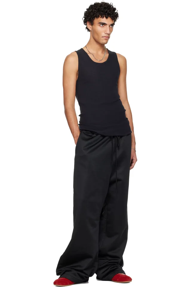 Fear of God ESSENTIALS Black Holiday Satin Fleece Lounge Sweatpants, photo 4 of 4 from SSENSE
