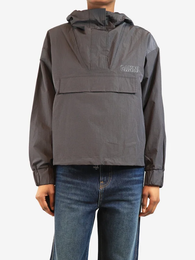 GANNI Dark grey nylon ripstop anorak - size XS in Grey Nylon from Sign of the Times