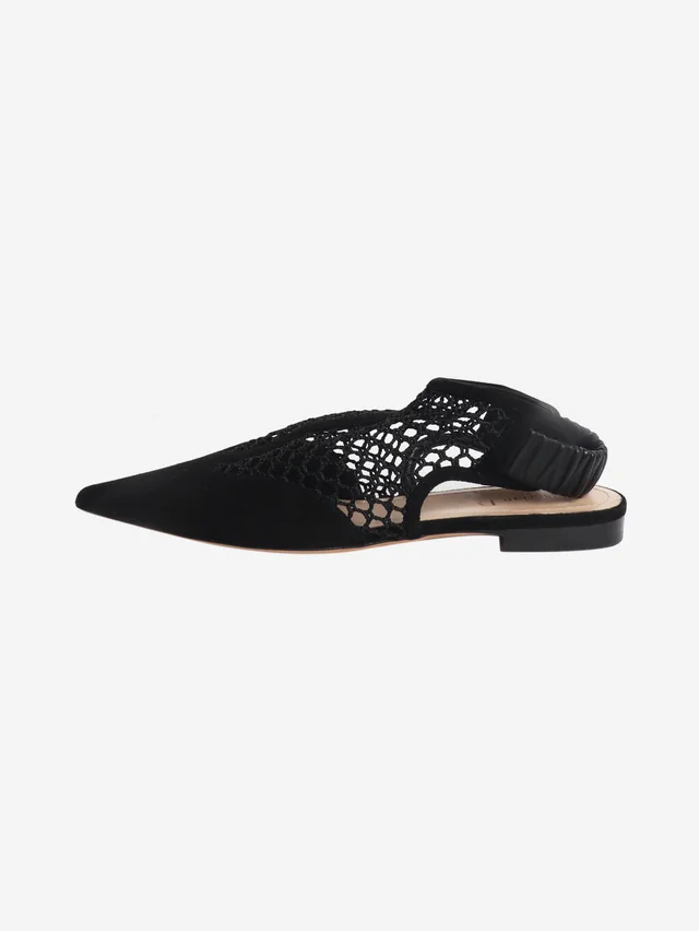 Dior Black suede and mesh slingbacks - size EU 38 (UK 5) in Black Suede from Sign of the Times