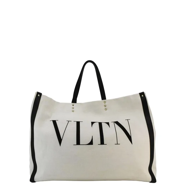 Valentino Garavani VLTN Canvas Tote Bag White in White Canvas from Dallas Designer Handbags