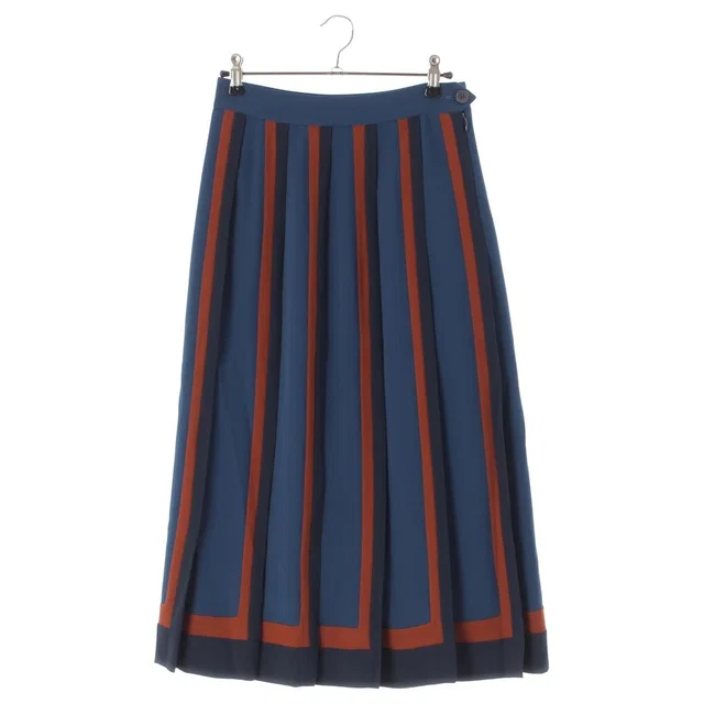 Loro Piana Silk Pleated Long Skirt Navy 36 in Navy Silk from The Reluxe