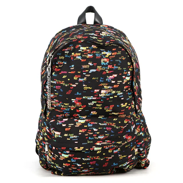 Celine Christian Marclay Collaboration Print Backpack Black/Multicolor Canvas Leather in Black Canvas from GALLERY RARE