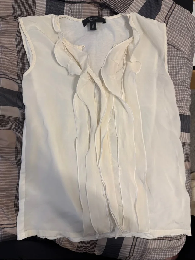 Max Mara Cream Ruffle-Front Sleeveless Camisole in White from Poshmark
