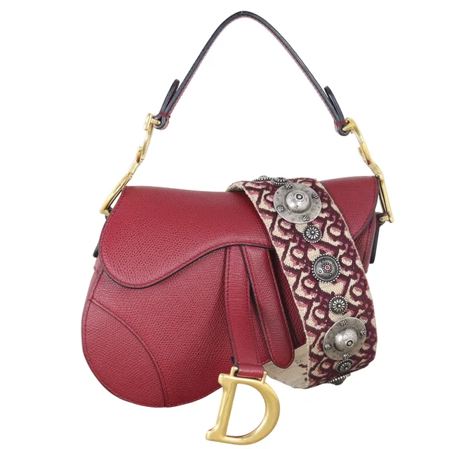 Dior Saddle Bag Mini with Embroidered Strap in Caviar leather from Luxe.It.Fwd