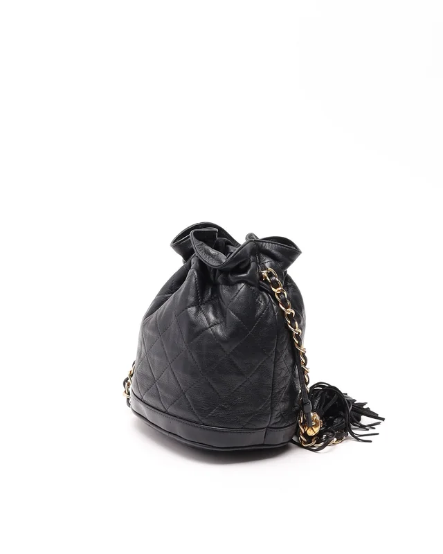 Chanel CC Tassel Bucket On Chain Bag in Leather from A Retro Tale, photo 3 of 9