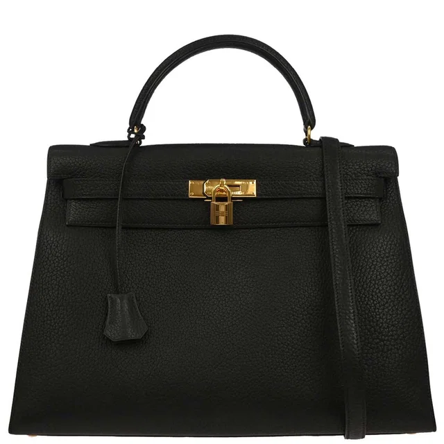 Hermès 1996 Black Ardennes Kelly 35 Sellier 2way Shoulder Handbag in Black from AMORE Vintage Tokyo