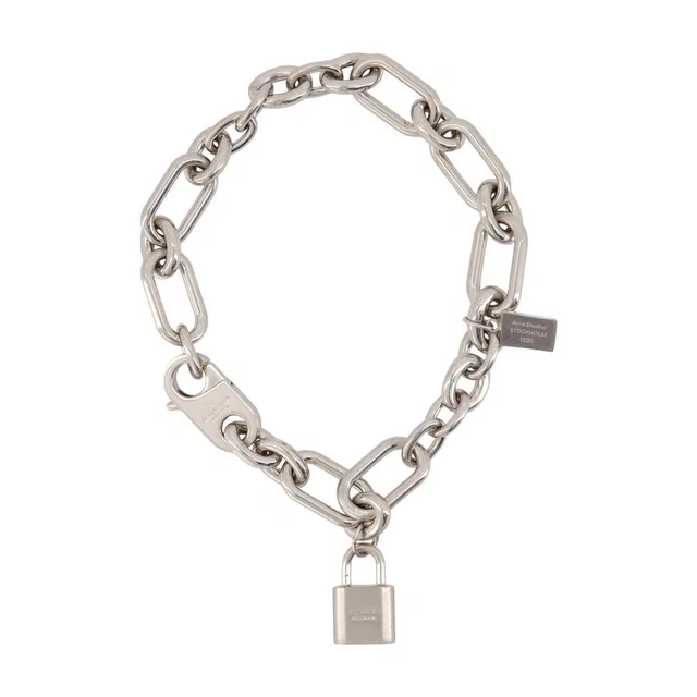 Acne Studios Chain-Link With Padlock Necklace — Silver Metal Necklaces in Silver from HEWI