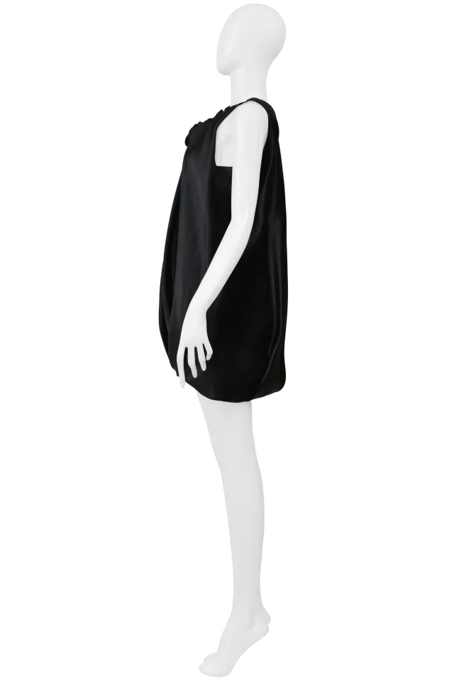 Balenciaga By Ghesquiere Black Satin Dress With Roses in Black Satin from Resurrection Vintage, photo 7 of 8