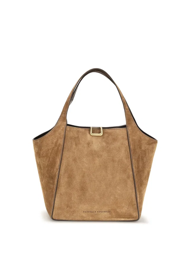 Brunello Cucinelli Suede Bucket Bag — Beige Calf Leather Bos Taurus in Beige Calfskin from HEWI