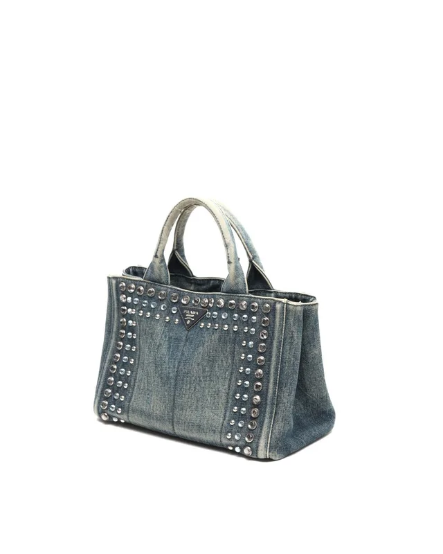Prada Small Denim Studded Canapa Bag in Denim from A Retro Tale, photo 2 of 2