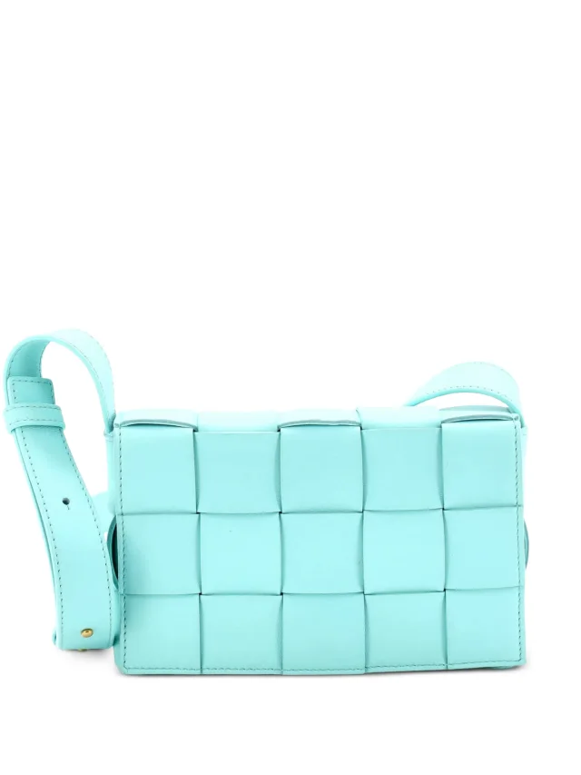 Bottega Veneta Pre-Owned Cassette Maxi Intrecciato Leather Small Crossbody Bag | Blue | FARFETCH in Blue Woven leather from Farfetch, photo 1 of 1