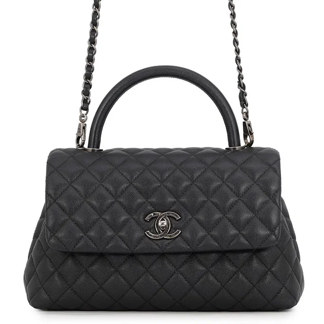 Chanel Coco Handle Matelasse BlackA92991 Caviar Leather Size 29 in Caviar leather from GALLERY RARE