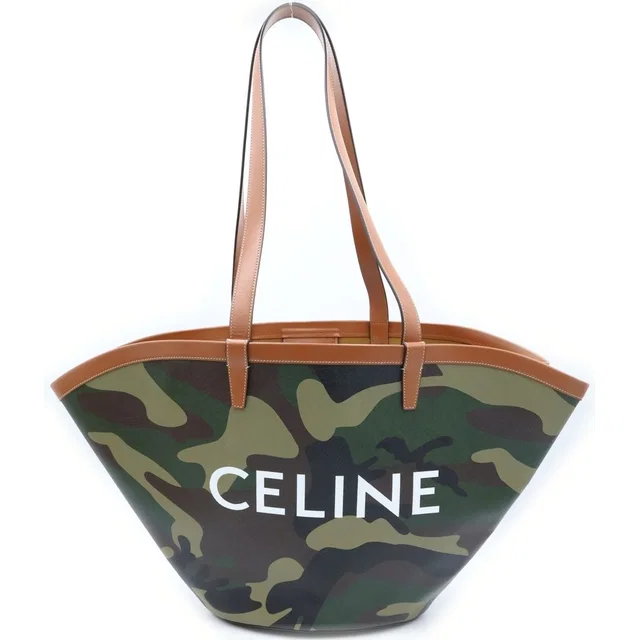 Celine Couffin Large Camouflage Pattern Shoulder Bag Tote Khaki Brown in Brown Coated canvas from The Reluxe