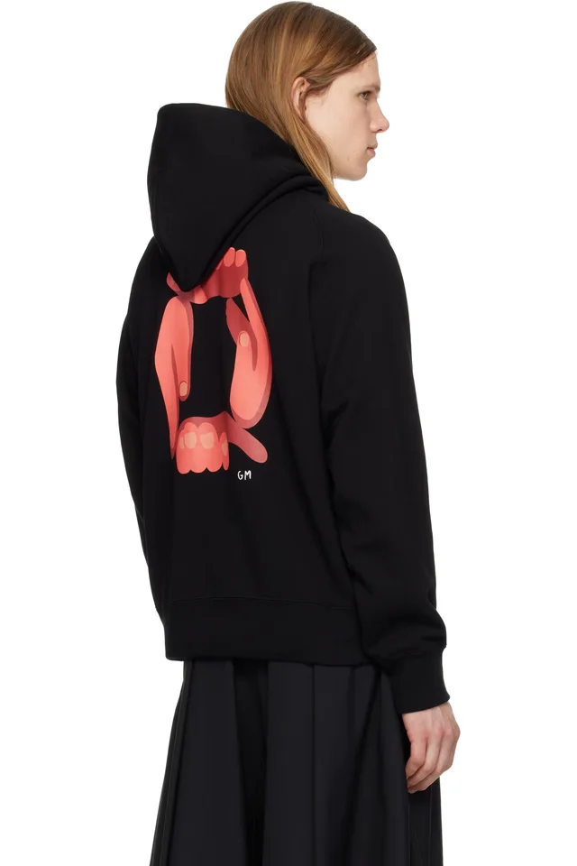Black 'geoff sacai' Print Hoodie, photo 3 of 4 from SSENSE