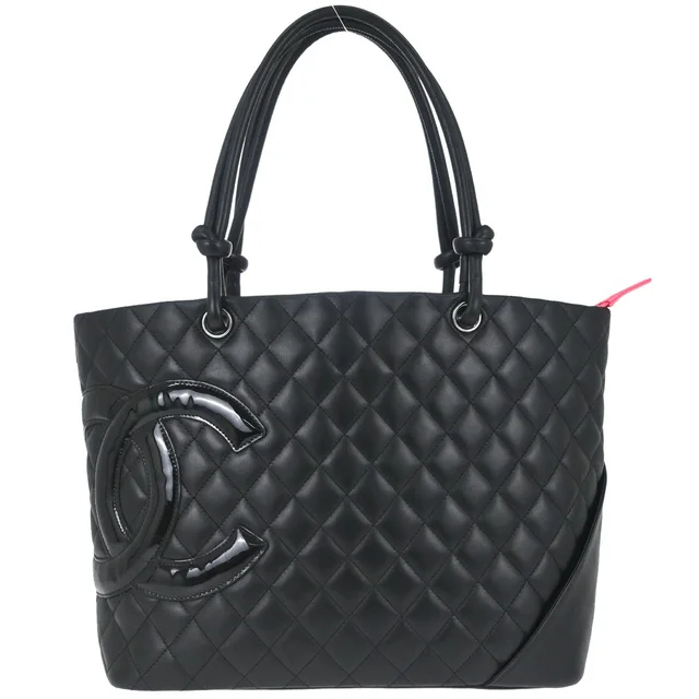 Chanel 2006-2008 Black Calfskin Cambon Ligne Tote Handbag in Black Calfskin from AMORE Vintage Tokyo