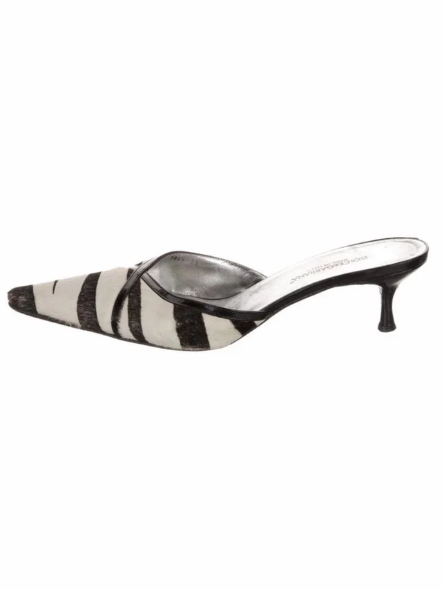 Dolce & Gabbana Black And White Zebra-Print Pointed Mule in black|white Patent leather from Poshmark, photo 1 of 1