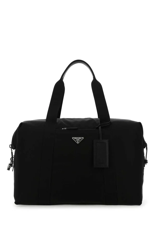 Prada Recycled Nylon & Calf Leather Top Handle Bag — Black Poliammidericiclata-vitello in Black Calfskin from HEWI