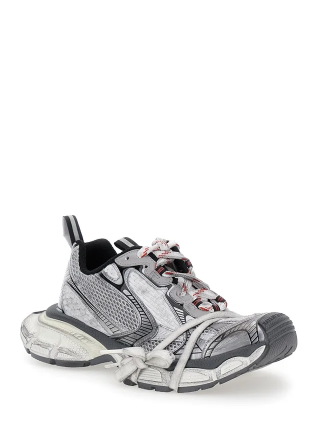 BALENCIAGA Sneakers '3XL' with Logo on the Toe in Metallic Tech Fabric Mix for Women in Grey 55% Polyurethane 45% Polyester, photo 4 of 8 from Gaudenzi Boutique